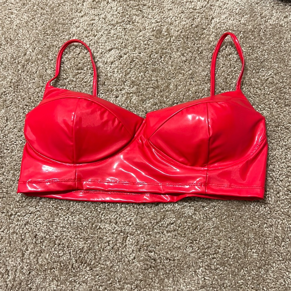 Red leather two piece set